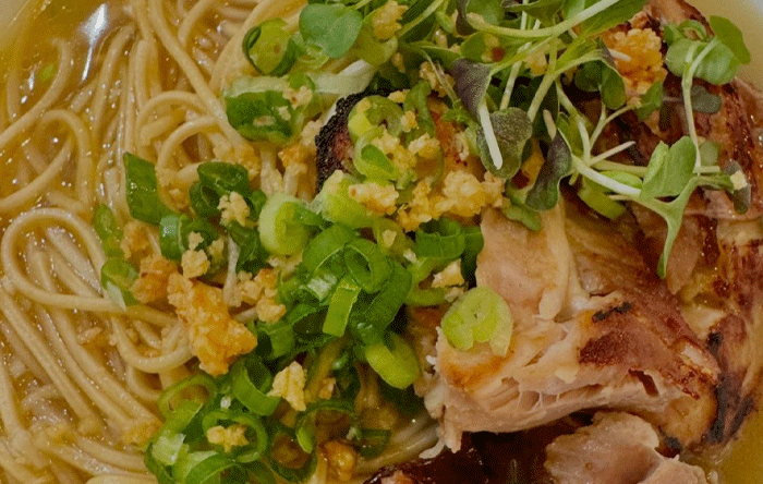 Malaya Eat's chicken tinola ramen, a Filipino-American fusion dish.